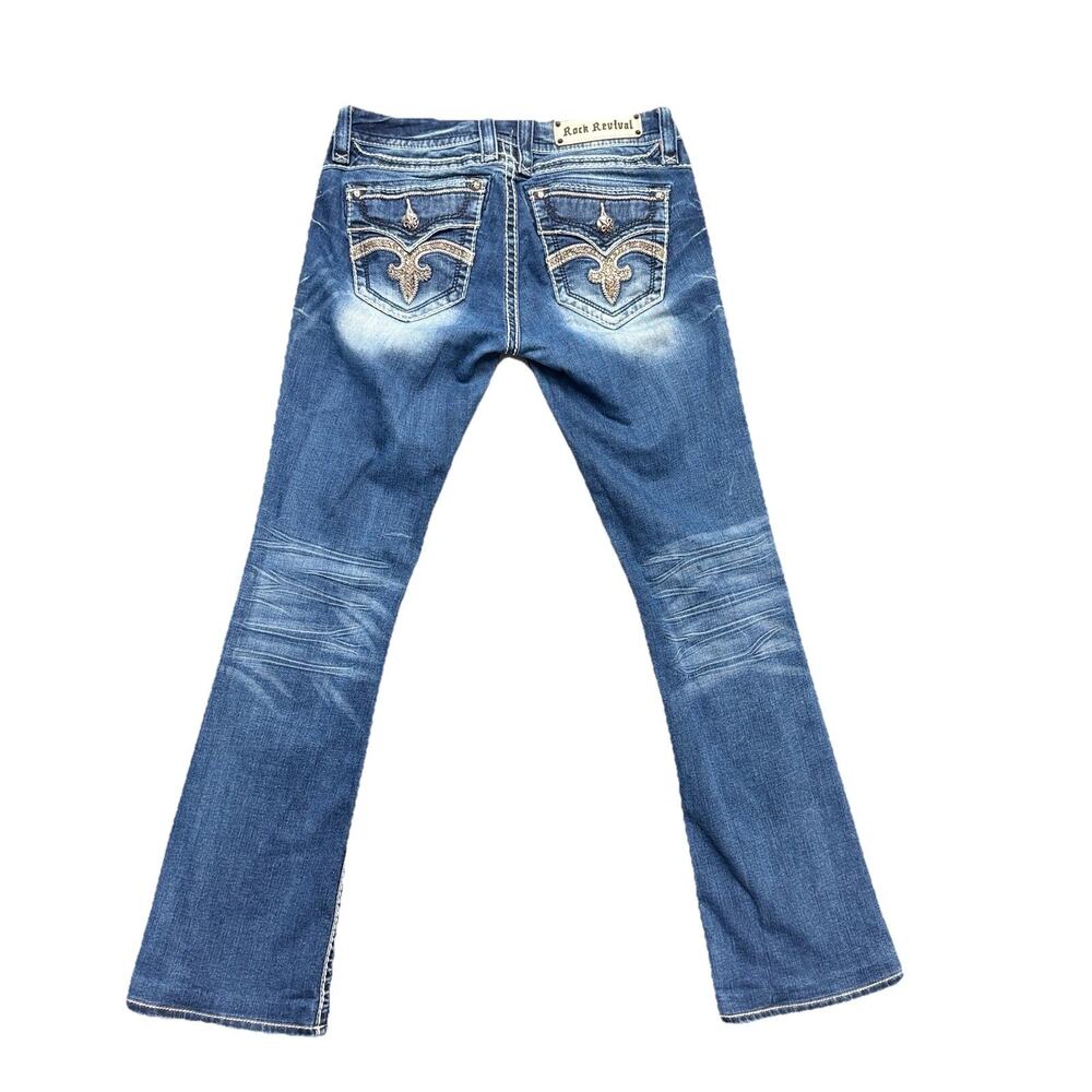 Rock Revival Jeans Semak Low Rise Bootcut Embellished Flap Pocket Denim Size 29